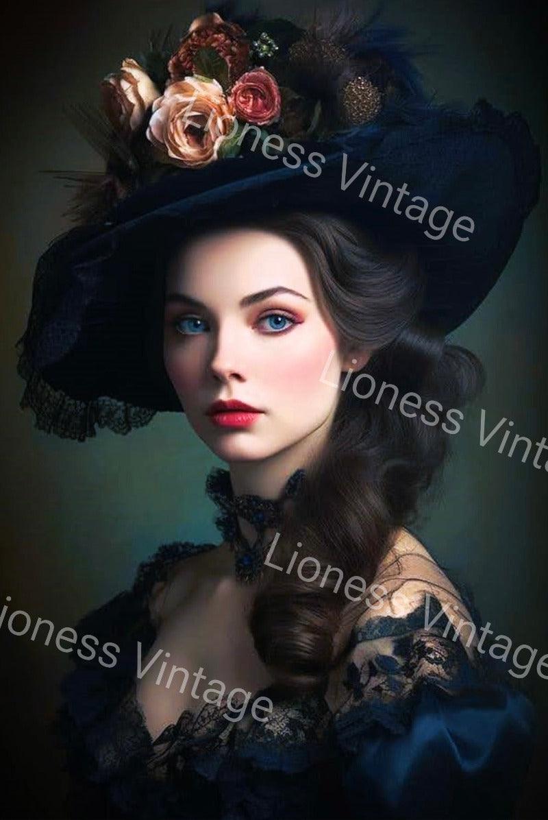 Damenporträt_black_beauty_seidenpapier_silkpaper_decoupage_paper_lioness_vintage