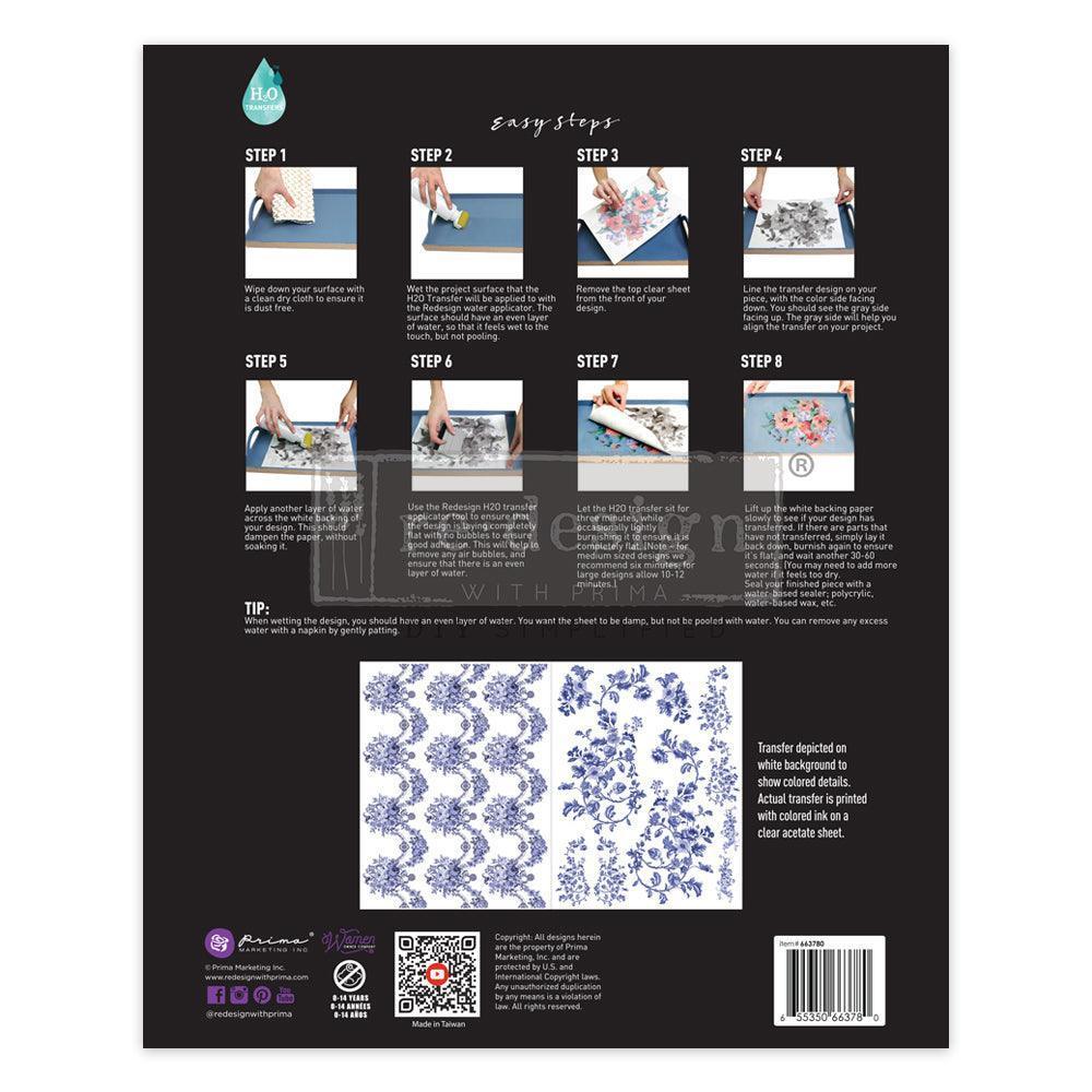 Azure Florals II | Transferfolien H2O Wasserschiebefolie | Redesign - Lioness Vintage