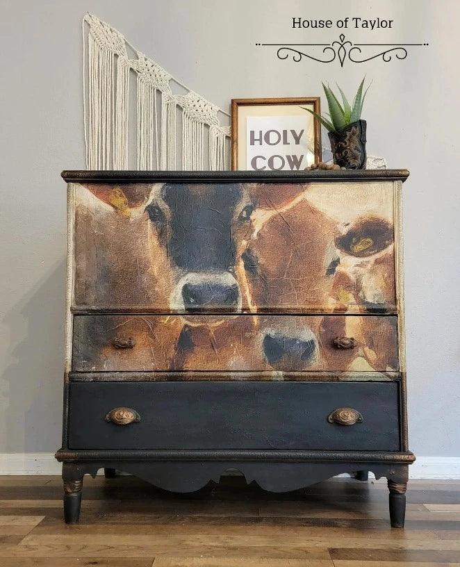 Jersey | Kühe Decoupage Seidenpapier | Mint by Michelle - Lioness Vintage