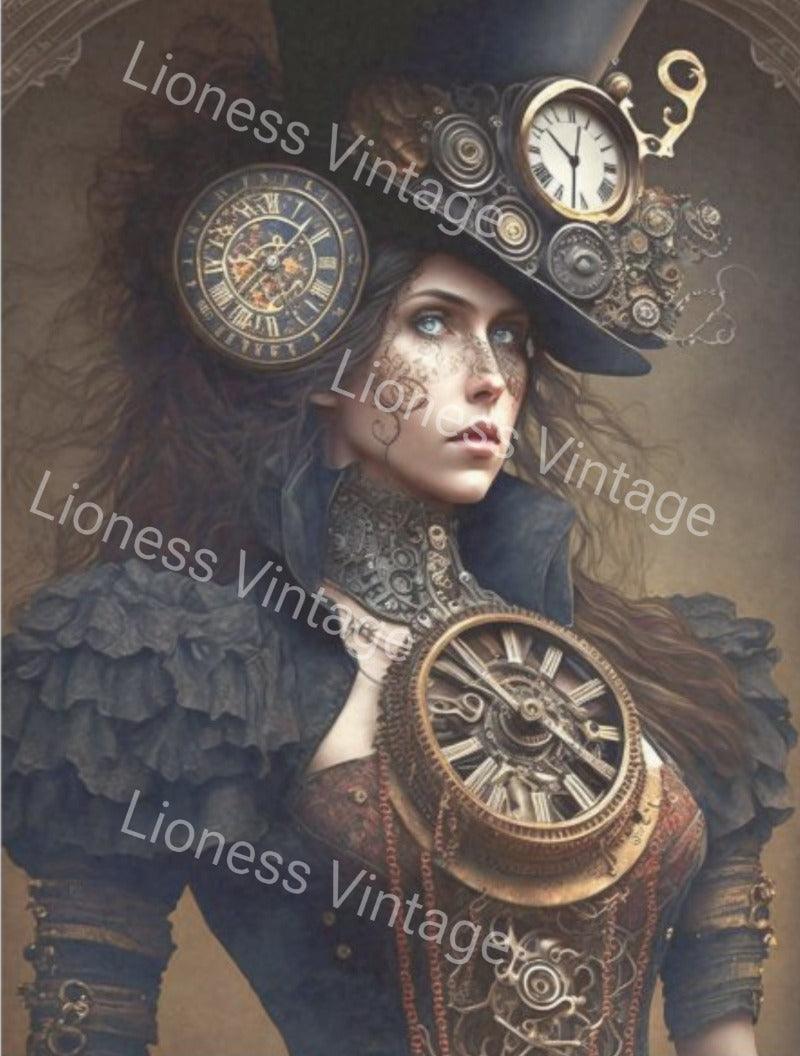 Steampunkgirl | Decoupage | Seidenpapier - Lioness Vintage