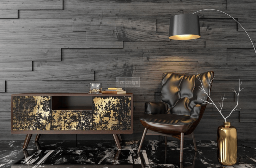 Redesign_gold_Möbel_Gold_Bild_Gilded_Distressed_Wall_Goldmuster_bestellen