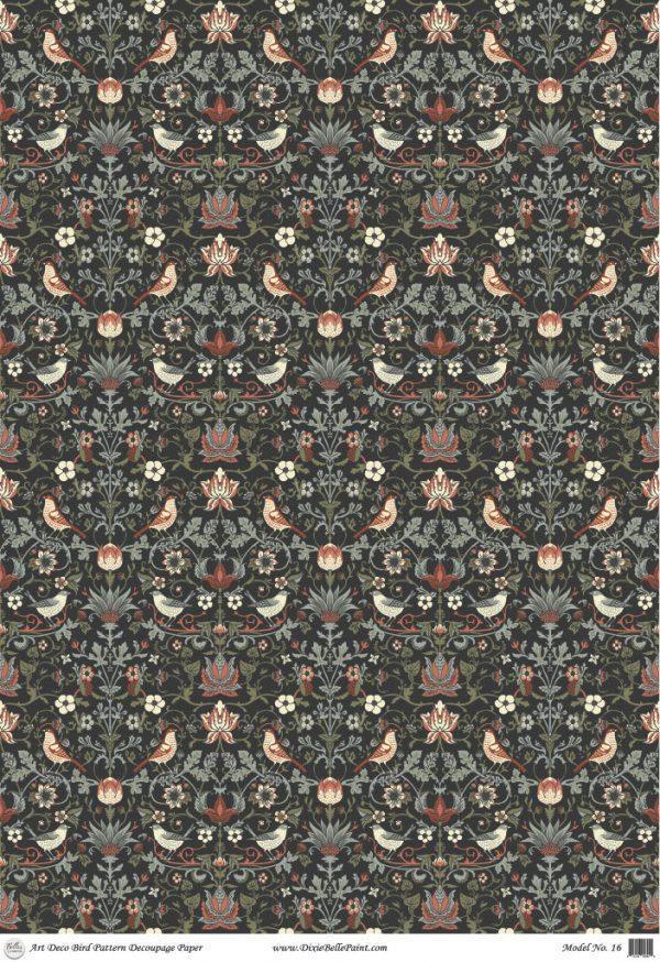 Belles & Whistles Rice Paper, Groß, deco bird pattern, Vögel - Lioness Vintage