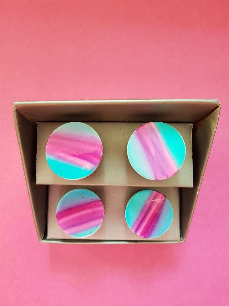 Möbelknöpfe, Pastelstreifen 4-Set - Lioness Vintage