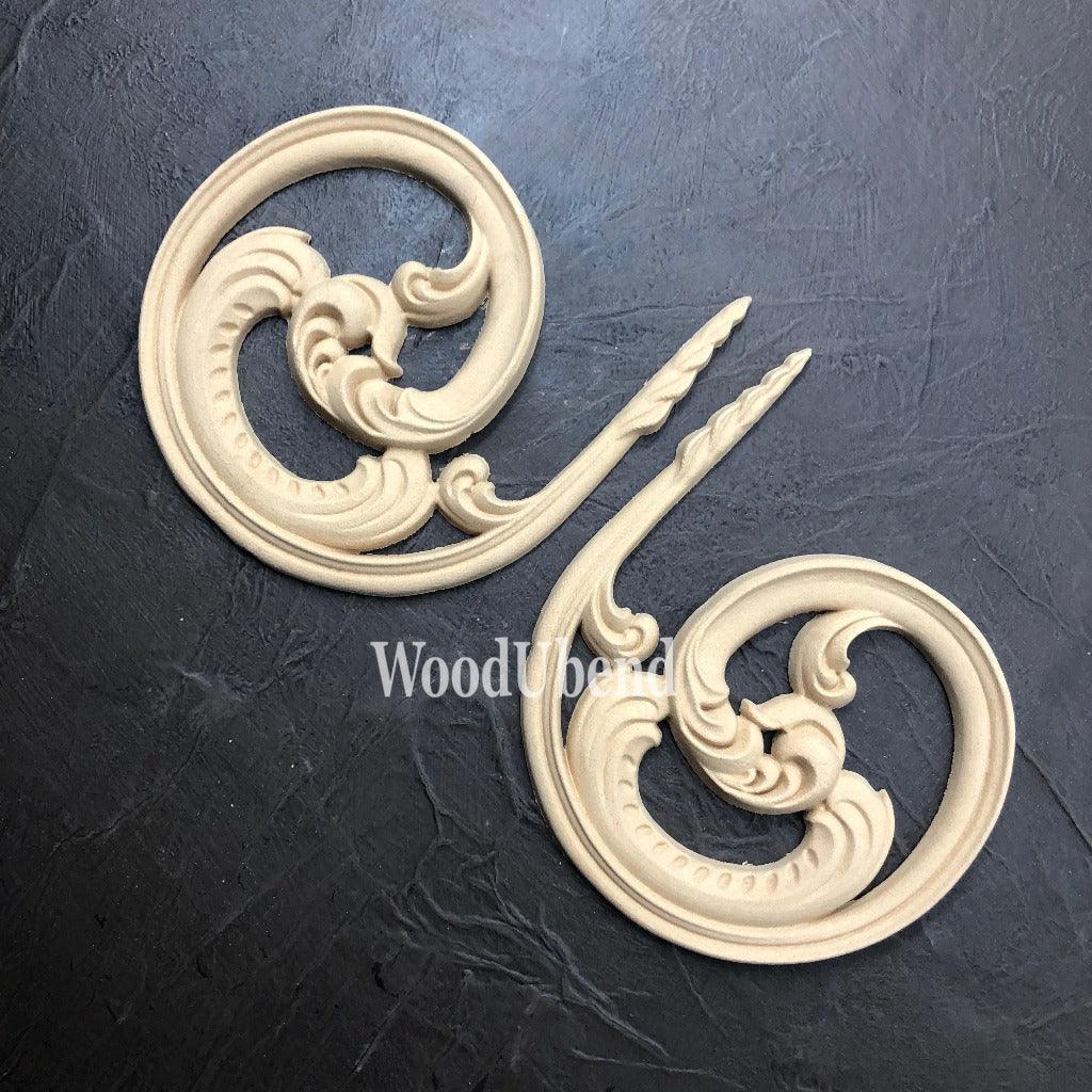 Paar mit 2 Stück WoodUbend WUB6010 Ornate Scrolls - Lioness Vintage