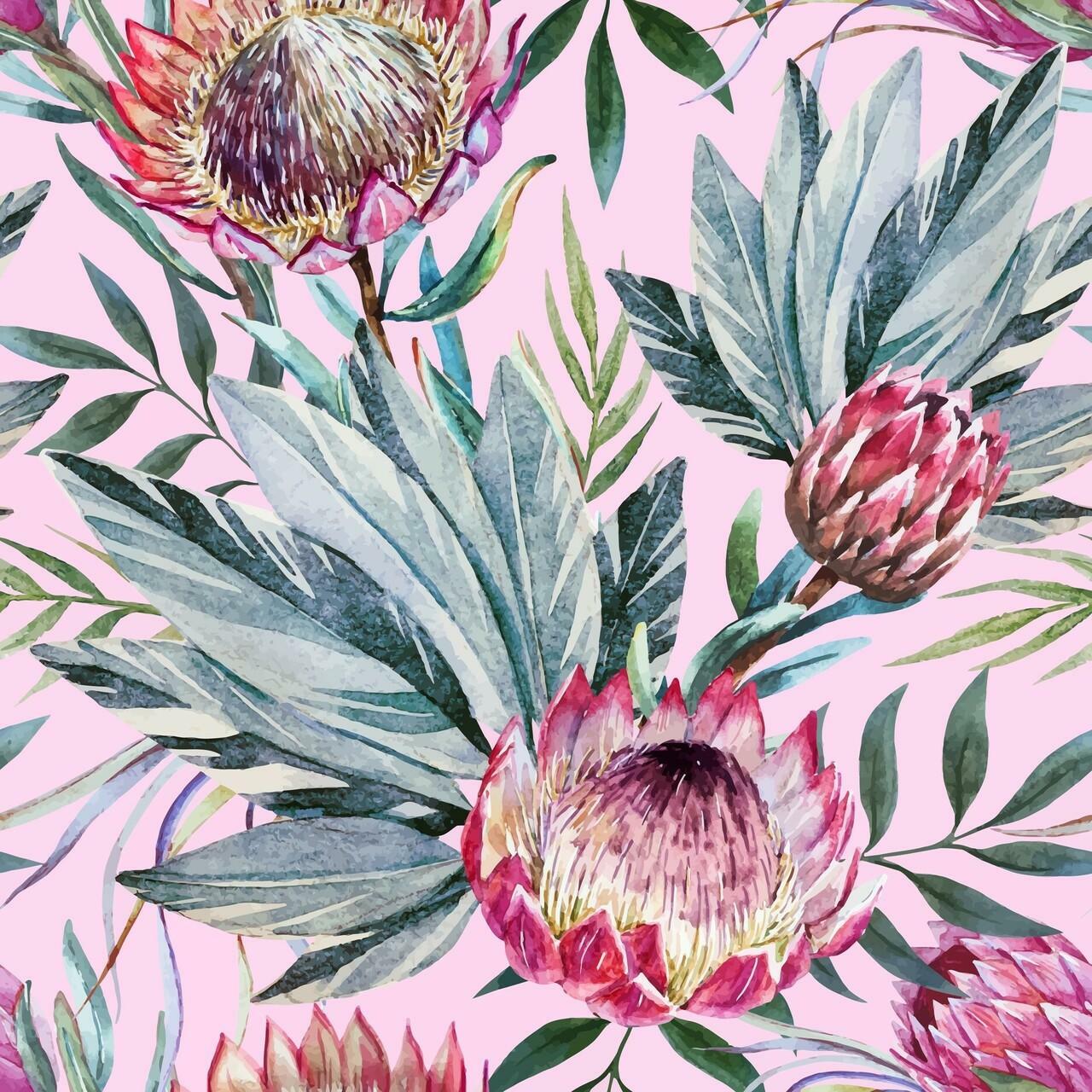rice_decoupage_paper_belles_and_whistles_tropical_on_pink_protea_lionessvintage_germany