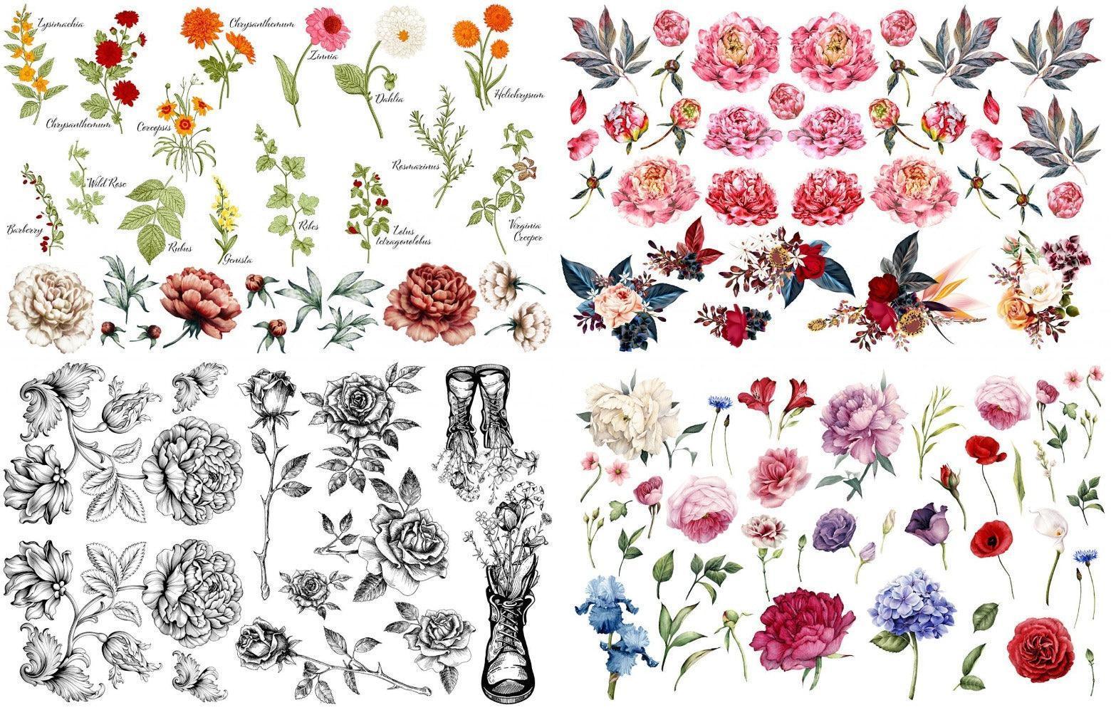 Transferfolien | Dixie Belle Transfer - Vintage Floral | 4 Blätter, (erste Generation) - Lioness Vintage