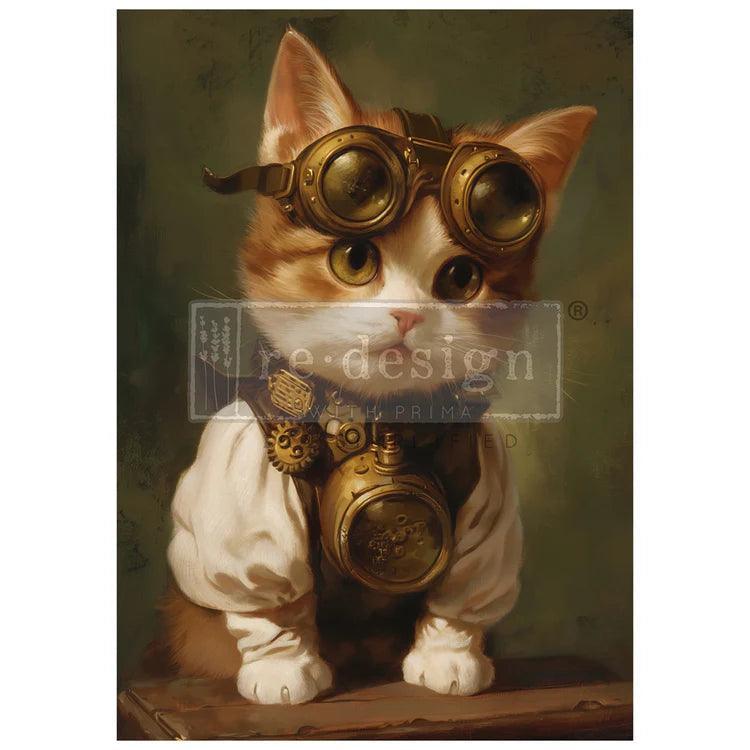 Clockwork Kitty | DIN A1 Decoupage | ReDesign - Steampunk Kätzchen - Lioness Vintage