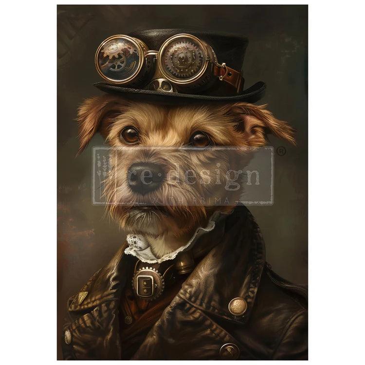 Gearhound | DIN A1 Decoupage | ReDesign - Hund Steampunk - Lioness Vintage