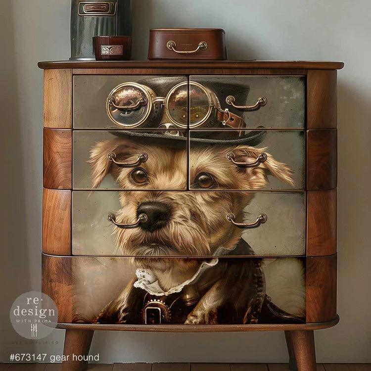 Gearhound | DIN A1 Decoupage | ReDesign - Hund Steampunk - Lioness Vintage