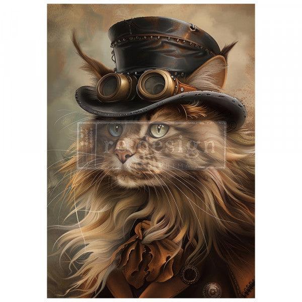 Steammeow | DIN A1 Decoupage | ReDesign - Katze Steampunk - Lioness Vintage