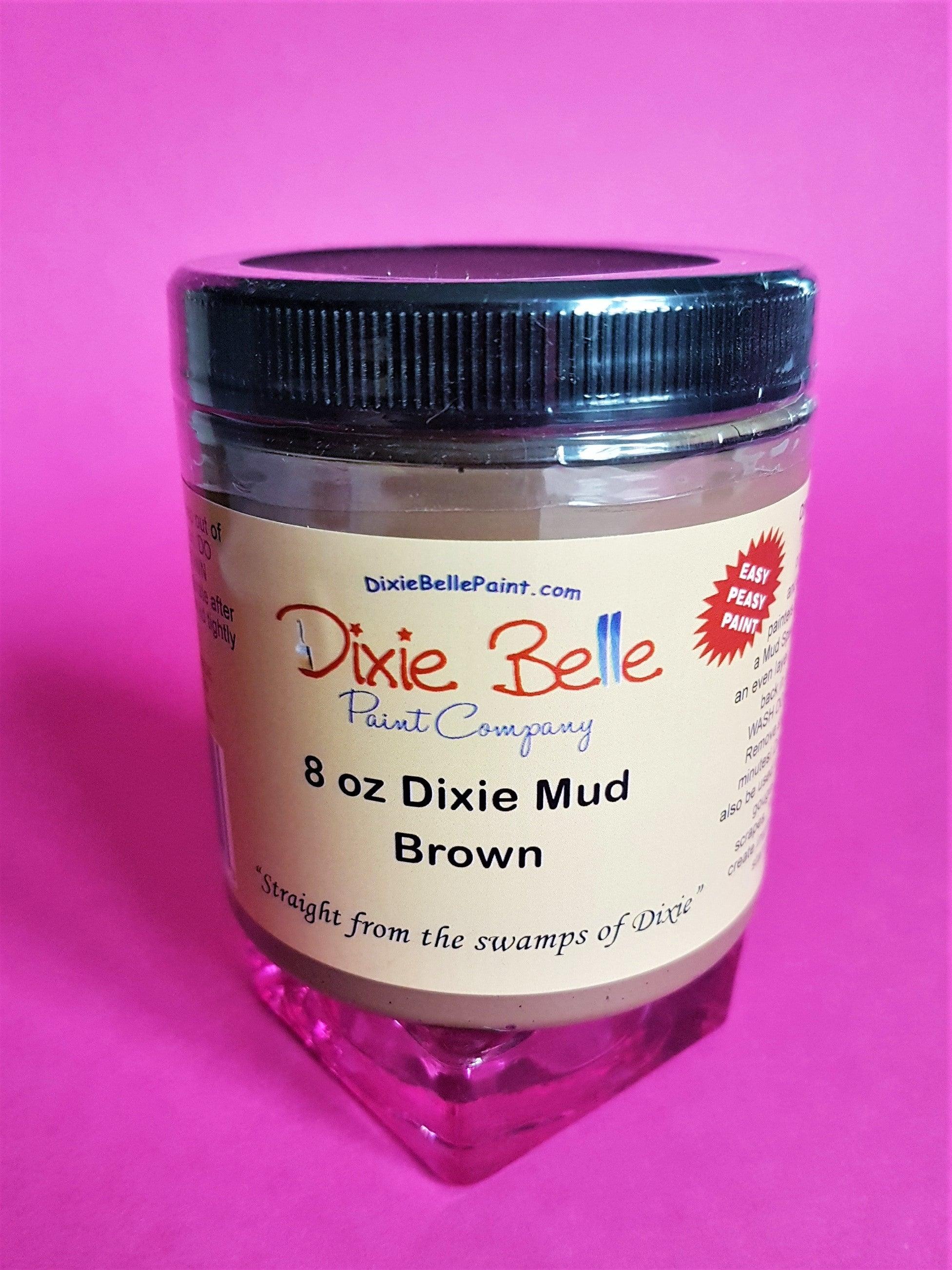 Dixie Belle Mud, white, brown, black, wooden spatula