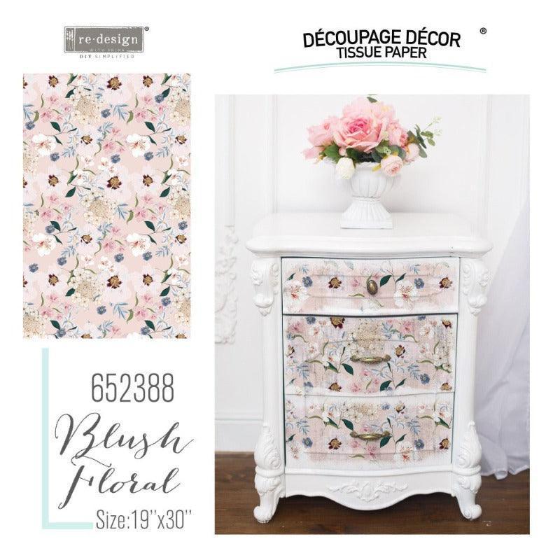 Decoupage Tissue Papier | Redesign - Blush Floral - Lioness Vintage