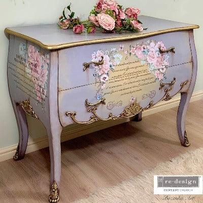 Rust and Roses: floral furniture transfer dresser