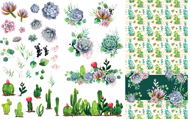 Transferfolien | Dixie Belle Transfer - Cacti & Succulents | 6 Blätter - Lioness Vintage