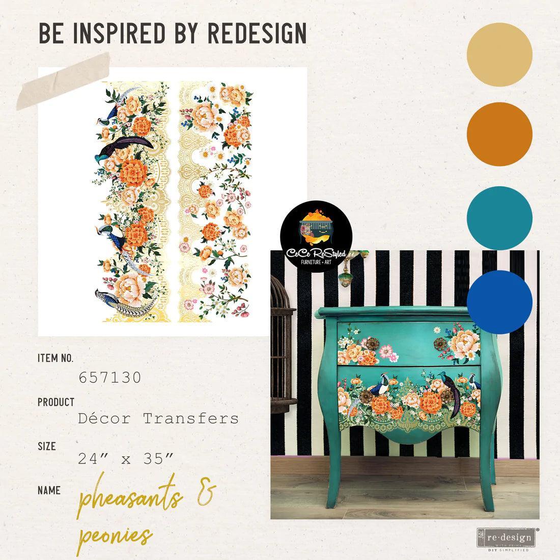 Transferfolien | Redesign Transfer - Cece Pheasants & Peonies - Lioness Vintage